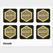 Honingpotiket | Honingbij en Imkernaam Vierkante Sticker (Vel)
