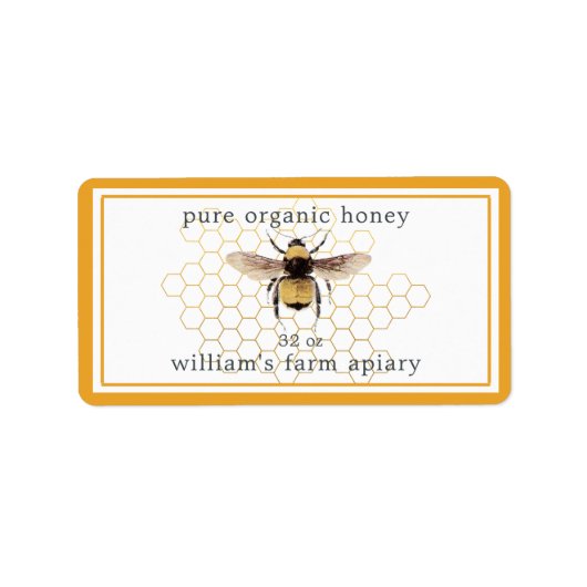 Honingpotje Etiket Honingbij Imkerij Honingraat Ge (Voorkant)