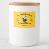 Honingpotje label sjabloon met leuke bijen cartoon voedselcontainer etiket (Voorkant)