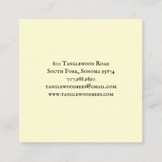Honingproducten van de bijenimker uit bijenhoningb vierkante visitekaartje (Achterkant)
