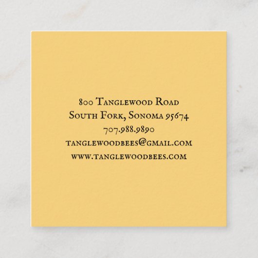 Honingproducten van de bijenimker uit bijenhoningb vierkante visitekaartje (Achterkant)