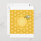 Honingraat achtergrond met een schattige honingbij briefkaart (Voorkant / Achterkant)