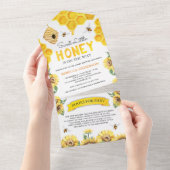 Honingraat Baby shower van honingbijen All In One Uitnodiging (Afscheurbaar)