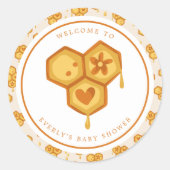 Honingraat Baby shower van honingbijen Ronde Sticker (Voorkant)