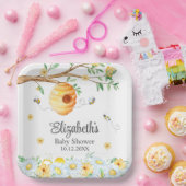 Honingraat Bee Kamille Baby shower Papieren Bordje (Feest)