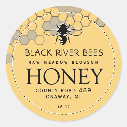 Honingraat & Bee Raw Honing Label Provence Geel (Voorkant)