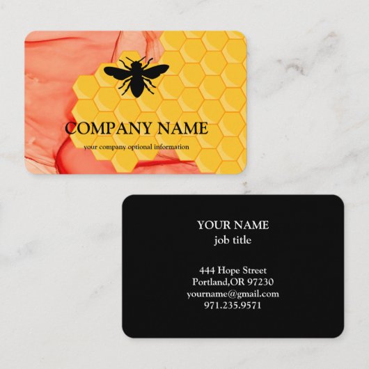  honingraat bij bijenHouder honingairisus Visitekaartje (Voorkant / Achterkant)