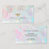 Honingraat bij logo op abstracte achtergrond visitekaartje (Voorkant / Achterkant)