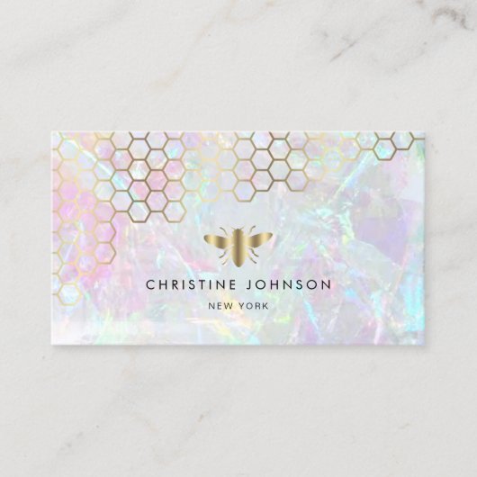 Honingraat bij logo op abstracte achtergrond visitekaartje (Voorkant)