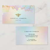 Honingraat bij logo op pastel kleuren verlopen visitekaartje (Voorkant / Achterkant)