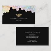 Honingraat bij logo op zwarte achtergrond visitekaartje (Voorkant / Achterkant)