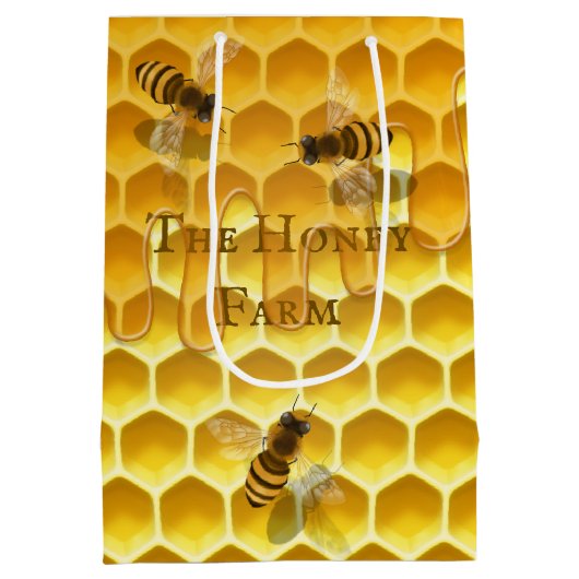 Honingraat & Bijen Aangepaste imker boodschappenta Medium Cadeauzakje (Achterkant)