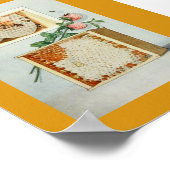  honingraat, bijen, bijenwas en roze klaver poster (Hoek)