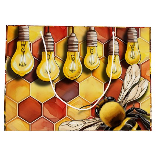 Honingraat Bijen en Tuin String Lights Groot Cadeauzakje (Achterkant)