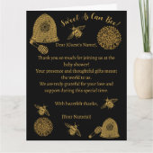 honingraat bijen zwart Baby shower Bedankkaart (Voorkant)