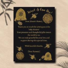 honingraat bijen zwart Baby shower Briefkaart