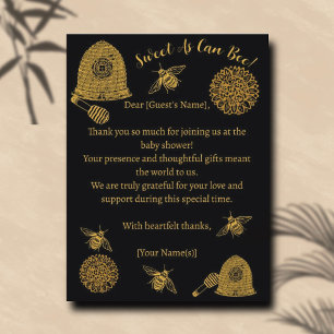  honingraat bijen zwart Baby shower Briefkaart