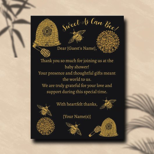 honingraat bijen zwart Baby shower Briefkaart