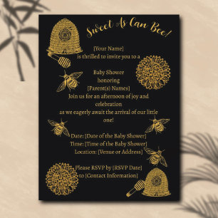  honingraat bijen zwart Baby shower Briefkaart