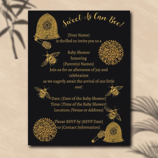  honingraat bijen zwart Baby shower Briefkaart