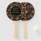  honingraat bijen zwart Baby shower Handwaaier (Voorkant en achterkant)