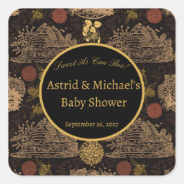 honingraat bijen zwart Baby shower Vierkante Sticker