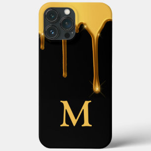 Honingraat Black Gold Initiaal Typografie Honeycom Case-Mate iPhone Case