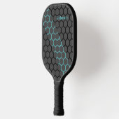 Honingraat Blauw en Zwart Modern Monogram Pickleball Paddle (Links)