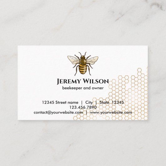 Honingraat Boerderij bijenimker Apiarist Honingbij Visitekaartje (Achterkant)
