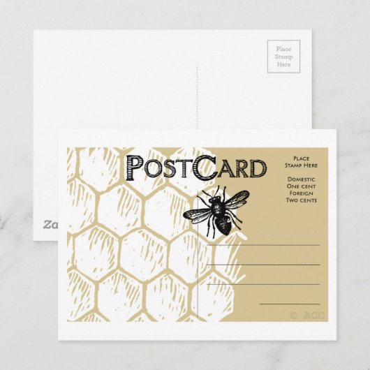 Honingraat Briefkaart bij bijen (Voorkant / Achterkant)