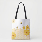 honingraat Bumble Bee Flying Yellow Flowers Tote Bag (Voorkant)