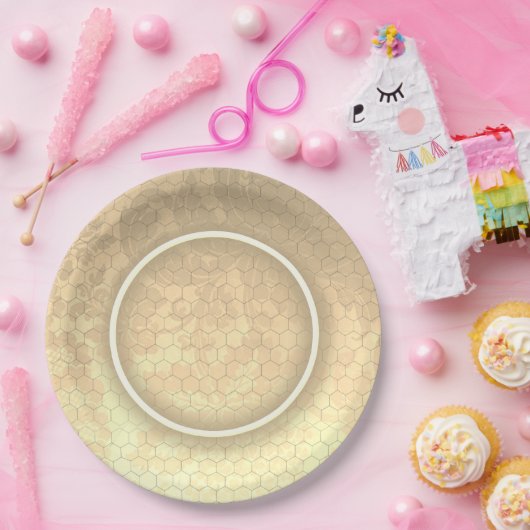 Honingraat Damask Bruiloft Papieren Bordje (Feest)