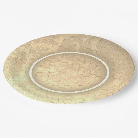 Honingraat Damask Bruiloft Papieren Bordje (Gekanteld)