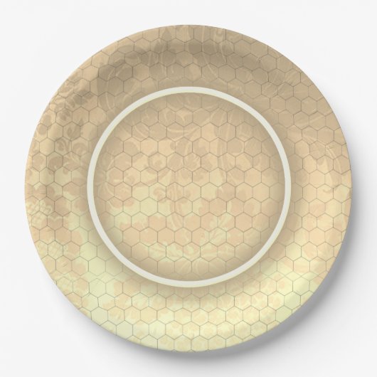 Honingraat Damask Bruiloft Papieren Bordje (Voorkant)