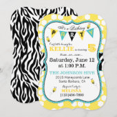 Honingraat Dierenprint Bijen Verjaardag Uitnodigen Kaart (Voorkant / Achterkant)