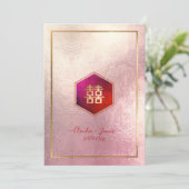 Honingraat Double Happiness Ombre Roos Kaart (Staand voorkant)