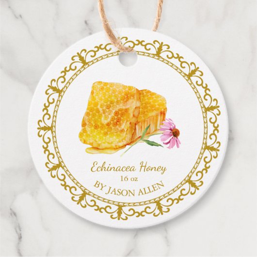 Honingraat Echinacea Geïnfundeerde Honey Hang Lab Bedankjes Labels (Voorkant)