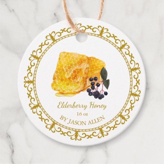 Honingraat Elderberry Honey Hang Label (Voorkant)