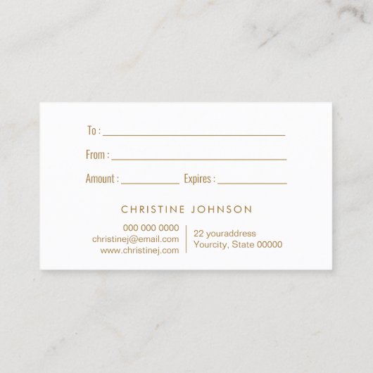 Honingraat en Bee Cadeaubon Visitekaartje (Achterkant)