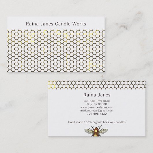 Honingraat en Bee Candle Maker Visitekaartje (Voorkant / Achterkant)