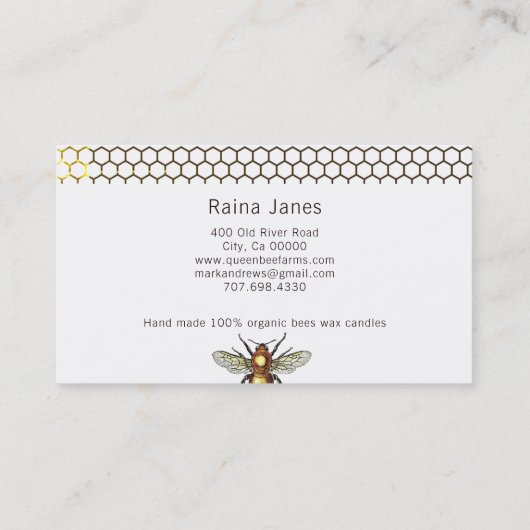 Honingraat en Bee Candle Maker Visitekaartje (Achterkant)