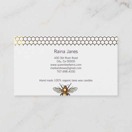 Honingraat en Bee Kaarsenmaker Visitekaartje (Achterkant)