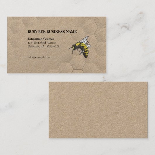 Honingraat- en Bee Kraft-papier Visitekaartje (Voorkant / Achterkant)