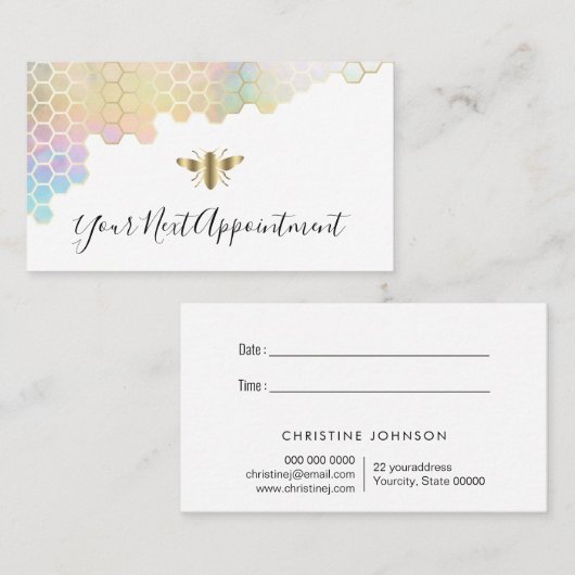 Honingraat en Bee logo afspraakkaart Visitekaartje (Voorkant / Achterkant)