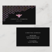 Honingraat en Bee logo op zwart Visitekaartje (Voorkant / Achterkant)