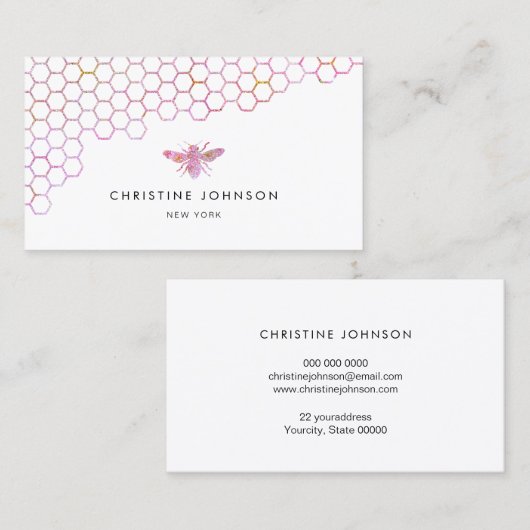 Honingraat en Bee logo Visitekaartje (Voorkant / Achterkant)