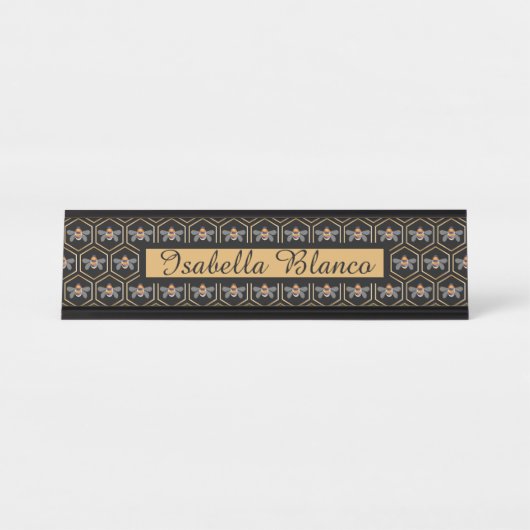 Honingraat en bijen bureau naambordje (Voorkant)