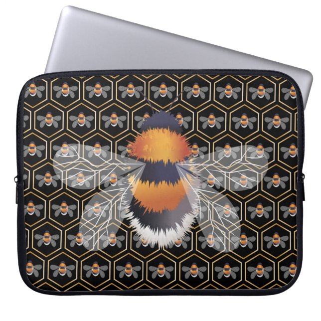 Honingraat en bijen laptop sleeve (Voorkant)
