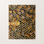 Honingraat en bijen legpuzzel (Verticaal)