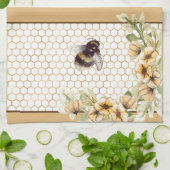 Honingraat en bijenbloem theedoek (Gevouwen)